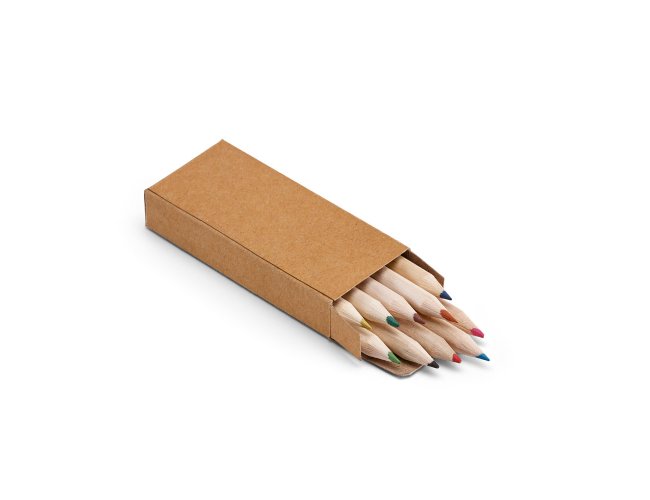 Caixa De Carto Com 10 Mini Lpis De Cor