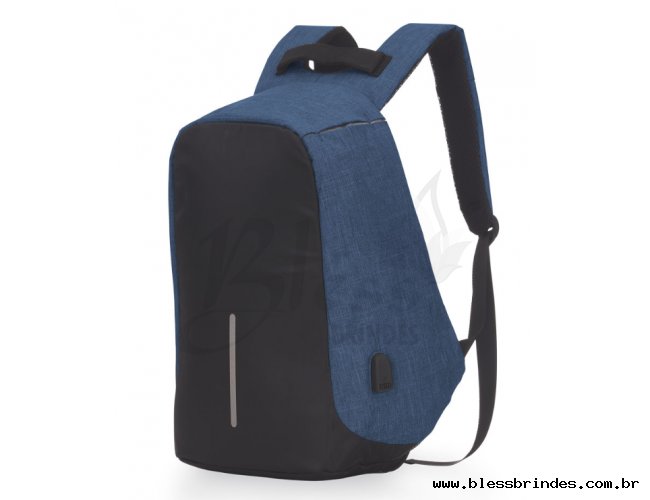 Mochila Anti-Furto USB Azul